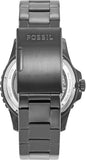 Fossil FB-01 Automatic Skeleton Black Dial Grey Steel Strap Watch for Men - ME3201