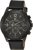 Tommy Hilfiger Lars Chronograph Black Dial Black Leather Strap Watch For Men - 1792062