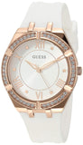 Guess Cosmo Diamonds Silver Dial White Rubber Strap Watch for Women - GW0034L2