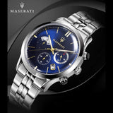 Maserati Ricordo Chronograph Blue Dial Silver Steel Strap Watch For Men - R8873633001