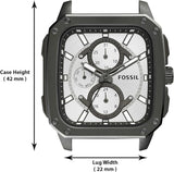 Fossil Inscription Multifunction Silver Dial Grey Steel Strap Watch for Men - BQ2657