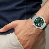 Salvatore Ferragamo F-80 Classic Green Dial Green Rubber Strap Watch for Men - SFHY02722