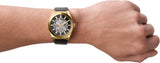 Fossil Everett Automatic Skeleton Black Dial Black Leather Strap Watch for Men - ME3208