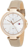 Tommy Hilfiger Angela Quartz Silver Dial Brown Leather Strap Watch for Women - 1782125