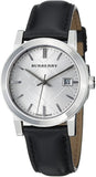 Burberry The City Silver Dial Black Leather Strap Watch for Women - BU9106