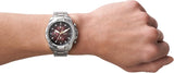 Fossil Bronson Chronograph Red Dial Silver Steel Strap Watch for Men - FS5878