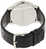 Calvin Klein Minimal Silver Dial Black Leather Strap Watch for Men - K3M211CY