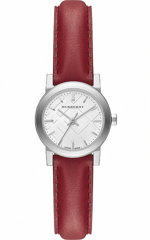 Burberry The City Silver Dial Red Strap Watch for Women - BU9232