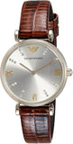 Emporio Armani Gianni T Bar Beige Dial Brown Leather Strap Watch For Women - AR1883