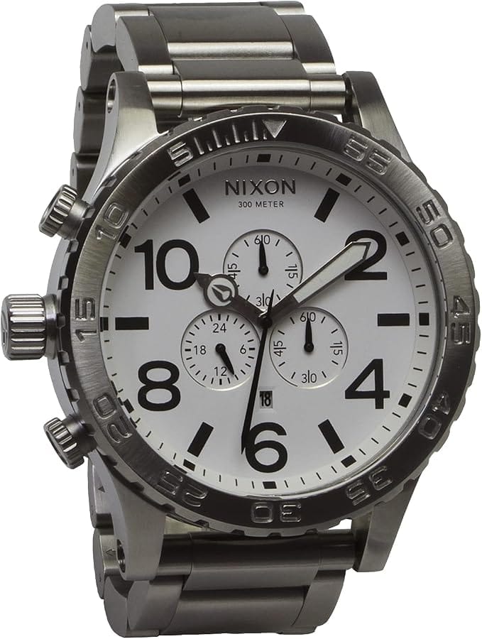 Nixon 51-30 Chrono White Dial Silver Steel Strap Watch for Men - A083-100