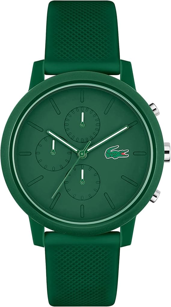 Lacoste 12.12 Chronograph Green Dial Green Silicon Strap Watch for Men - 2011245