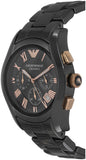 Emporio Armani Valente Ceramica Chronograph Black Dial Black Steel Strap Watch For Men - AR1410