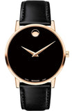 Movado Museum Black Dial Black Leather Strap Watch For Men - 2100005