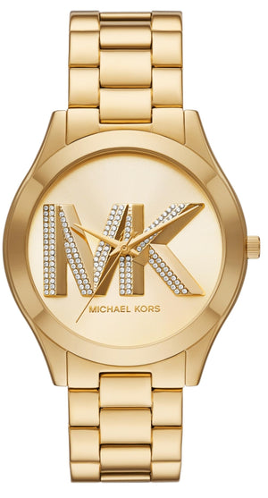 Michael Kors Runway Gold Dial Gold Steel Strap Watch For Women - MK4732