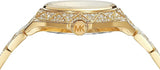 Michael Kors Raquel Three Hand Crystals Gold Dial Gold Steel Strap Watch For Women - MK7398