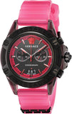 Versace Icon Active Chronograph Quartz Black Dial Pink Rubber Strap Watch For Men - VEZ700221