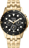 Fossil FB-01 Chronograph Black Dial Gold Steel Strap Watch for Men - FS5836