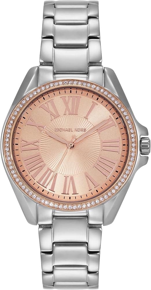 Michael Kors Kacie Three-Hand Gold Dial Silver Steel Strap Watch for Women - MK4854