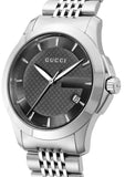 Gucci G Timeless Black Dial Silver Steel Strap Watch For Men - YA126402