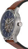 Fossil Forrester Luggage Automatic Skeleton Blue Dial Brown Leather Strap Watch for Men - ME3179