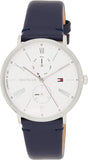 Tommy Hilfiger Jenna White Dial Blue Leather Strap Watch for Women - 1782072