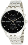 Hugo Boss Associate Black Dial Silver Steel Strap Watch for Men - 1513869