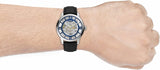 Fossil Townsman Automatic Skeleton Blue Dial Black Leather Strap Watch for Men - ME3200