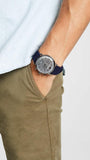 Emporio Armani Aviator Quartz Grey Dial Blue Fabric Strap Watch For Men - AR11144