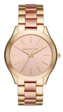 Michael Kors Slim Runway Pink Dial Two Tone Steel Strap Watch for Women - MK3493