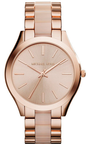 Michael Kors Slim Runway Rose Gold Dial Two Tone Steel Strap Watch for Women - MK4294