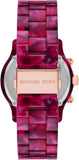 Michael Kors Runway Chronograph Red Dial Red Steel Strap Watch for Women - MK7425