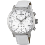 Tissot PRC 200 Chronograph White Dial White Leather Strap Watch For Men - T055.417.16.017.00