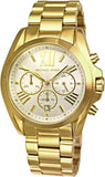 Michael Kors Bradshaw Chronograph White Dial Gold Steel Strap Watch For Women - MK6266