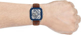 Fossil Inscription Automatic Skeleton Blue Dial Brown Leather Strap Watch for Men - BQ2571