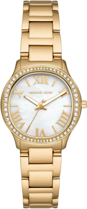 Michael Kors Sage Analog White Dial Gold Steel Strap Watch for Women - MK4822