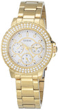 Guess Crown Jewel Diamonds White Dial Gold Steel Strap Watch for Women - GW0410L2