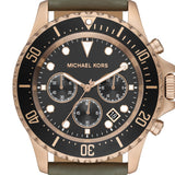 Michael Kors Everest Analog Black Dial Green Leather Strap Watch For Men - MK9090