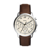 Fossil Neutra Chronograph White Dial Brown Leather Strap Watch for Men - FS6022