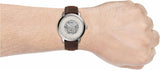 Fossil Neutra Automatic Skeleton White Dial Brown Leather Strap Watch for Men - ME3184