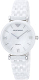 Emporio Armani Giannti T Bar Quartz Mother of Pearl Dial White Steel Strap Watch For Women - AR1485