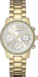 Guess Mini Sunrise Diamonds Silver Dial Gold Steel Strap Watch for Women - W0623L3