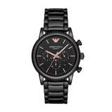 Emporio Armani Luigi Ceramic Chronograph Black Dial Black Strap Watch For Men - AR1509