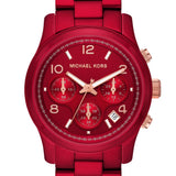 Michael Kors Runway Analog Chronograph Red Dial Red Steel Strap Watch for Women - MK7436