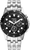 Fossil FB-01 Chronograph Black Dial Silver Steel Strap Watch for Men - FS5837