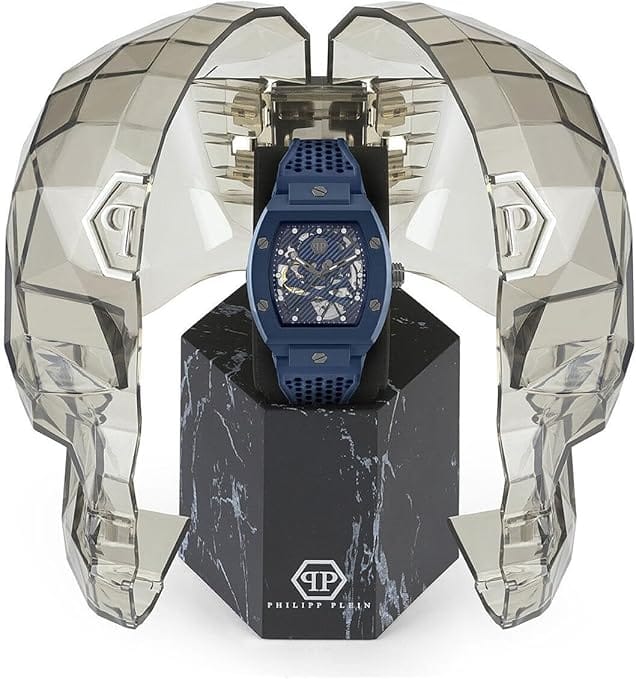 Philipp Plein The SKeleton Blue Dial Blue Silicone Strap Watch for Men - PWVBA0323