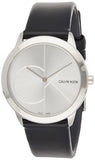 Calvin Klein Minimal Silver Dial Black Leather Strap Watch for Men - K3M221CY