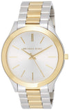 Michael Kors Runway Slim Silver Dial Two Tone Stainless Steel Strap Watch for Women - MK3198