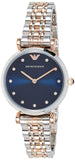 Emporio Armani Gianni T Bar Crystal Blue Dial Two Tone Steel Strap Watch For Women - AR11092