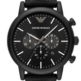 Emporio Armani Luigi Analog Black Dial Black Leather Strap Watch For Men - AR11450