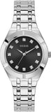 Guess Crystalline Diamonds Black Dial Silver Steel Strap Watch for Women - GW0114L1